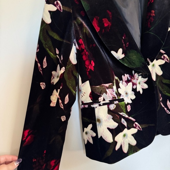 Calvin Klein Floral Black Velvet blazer Jacket - Picture 3 of 9